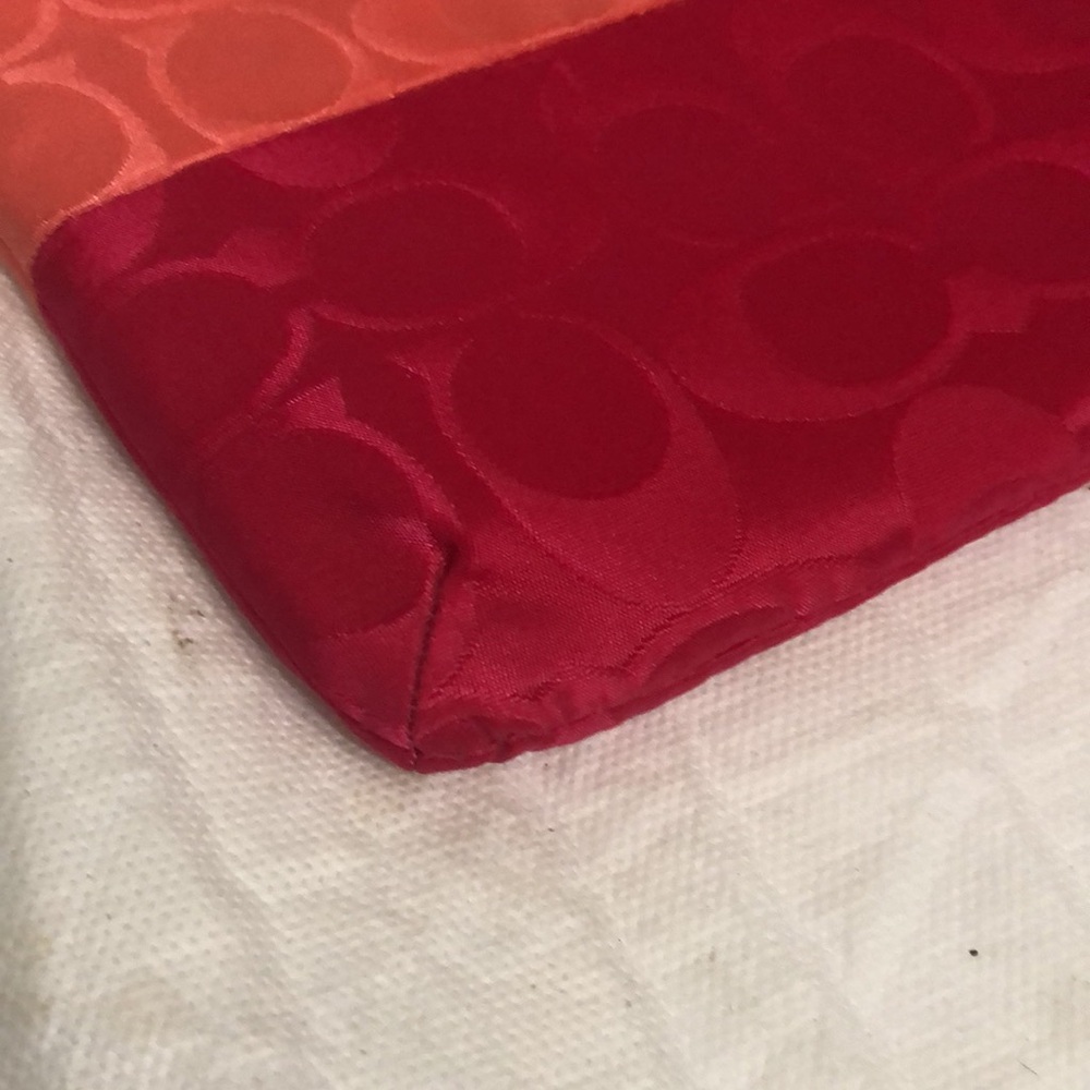 Coach Weekender Color Block Zip Pouch - Coral & Raspberry - Picture 7 of 9